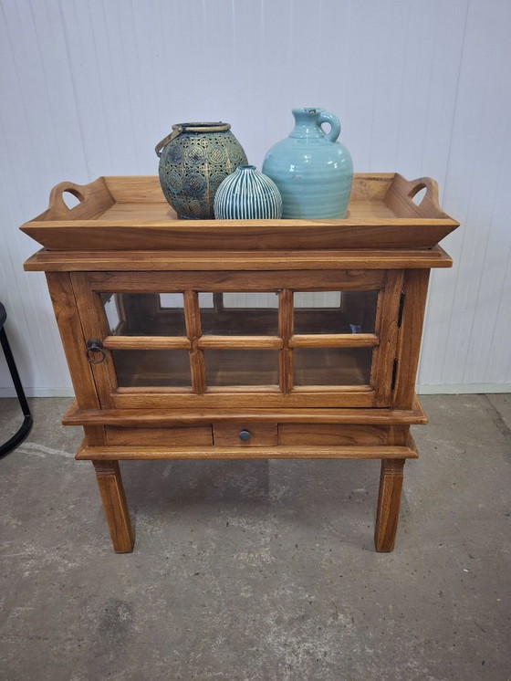 Image 1 of Magnifique meuble à thé en teck neuf avec porte et tiroir