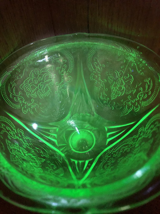 Image 1 of 4x oude vintage annagroen uranium glas ijscoupes