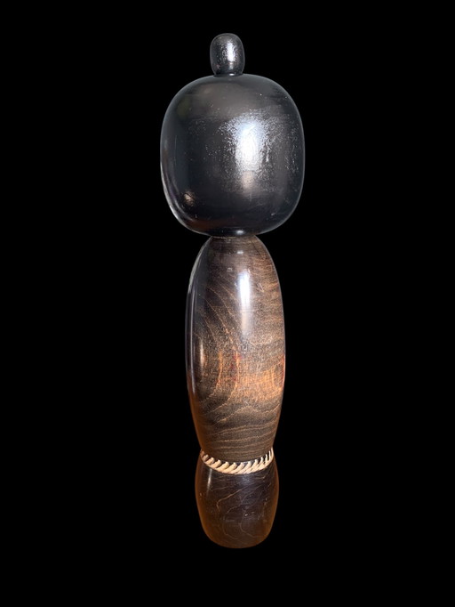 Kokeshi d'arte giapponese Sato Kōson (1978) 35 cm fatto a mano e firmato