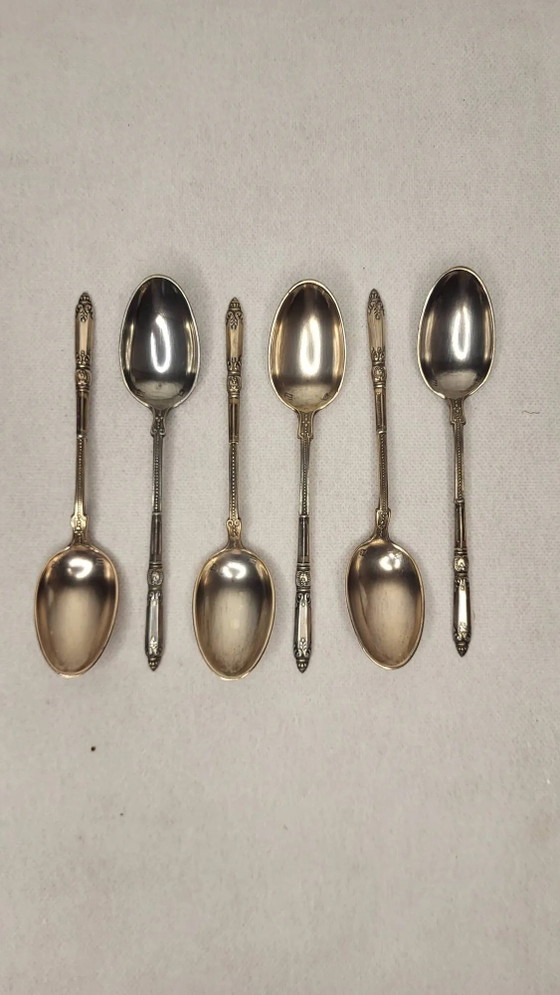 6 cucchiaini da tè in metallo argentato Art Nouveau – Set di posate (photo 12 of 12)