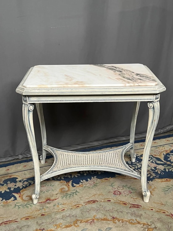 Mesa de té estilo Luis XV. Tablero de mármol. – Mesas auxiliares, Marble (photo 6 of 6)