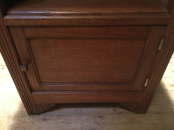 Solid oak bedside table with brown marble. – Nightstands (photo 5 of 8)