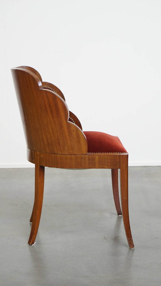 Image 1 of Art Deco Dining/Side Chair mit roter Polsterung