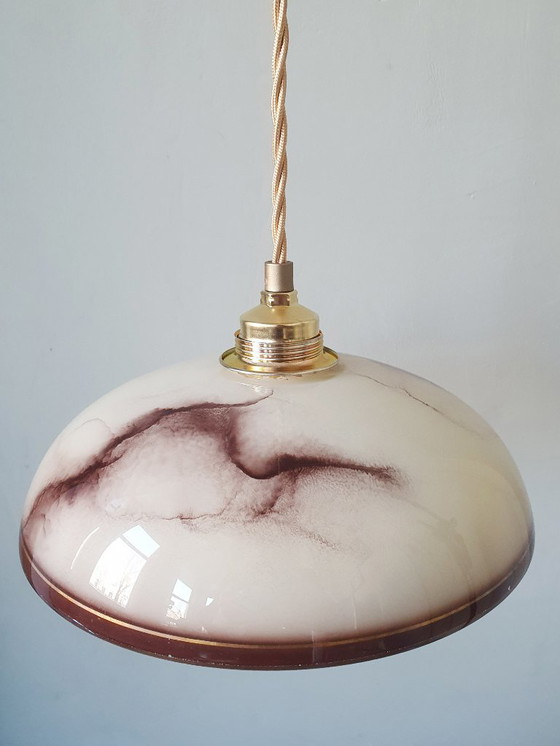 Image 1 of Set di lampade a sospensione vintage in opalino marmorizzato