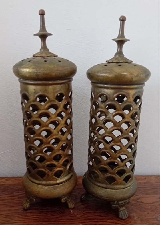 Vintage Brass Incense Burners, Decorative Objects, Gold (photo 7 of 7)