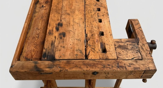 Image 1 of Établi industriel vintage en bois pour menuisier