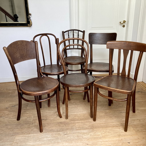 6x Thonet et Andere "Bentwood" Stoelen