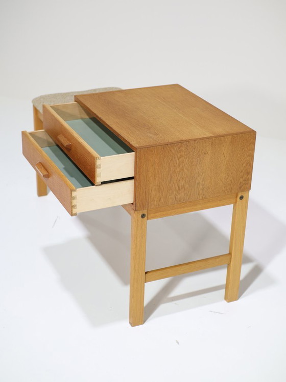 Image 1 of Hallway bench chest of drawers Swedish vintage oak