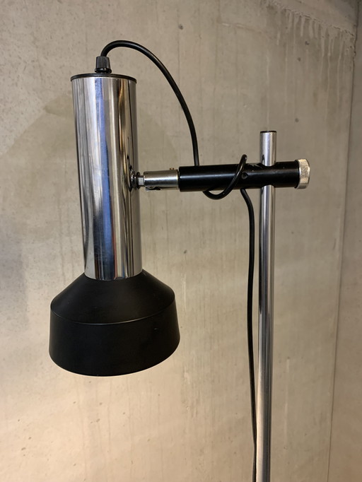 Staande Jaren60 Lamp Zwart/Chroom Hagoort.