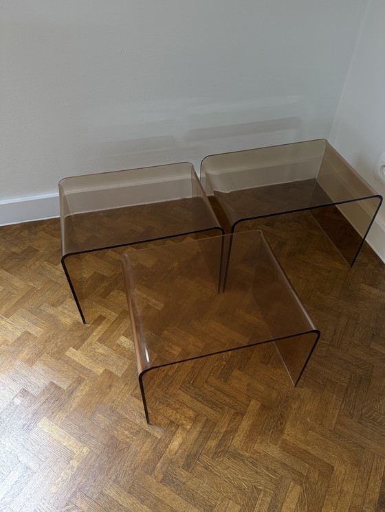 Image 1 of 3x Beistelltisch plexi verre fumé