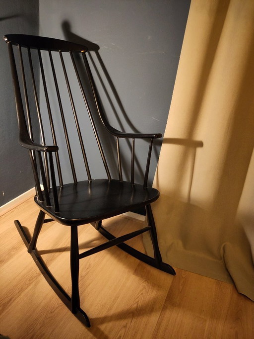 Sedia a dondolo nera vintage