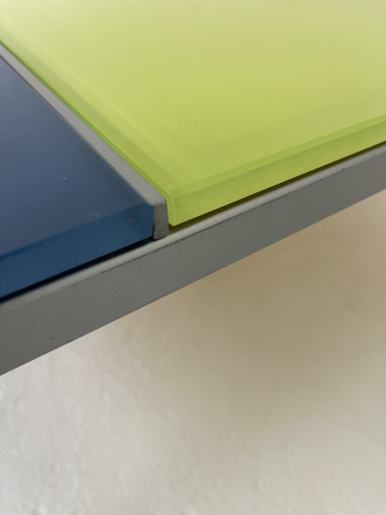 Tableau Mondrian Ciacci vintage en Italie vers 1980. – Tables basses, Glass, Metal (photo 8 of 15)