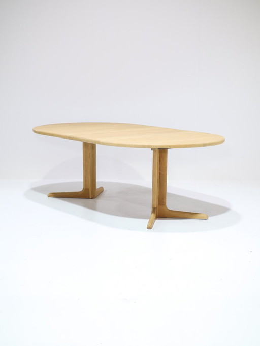 Table de salle à manger ronde extensible en chêne Skovby, style danois vintage
