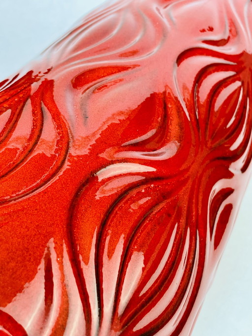 Scheurich Keramik 485-45 Amsterdam Onion vase, West Germany, 1970s, high-gloss red, exceptional condition, 46.5 cm
