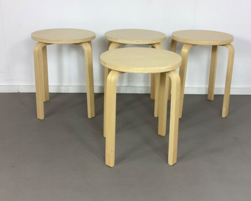 Lot de 4 Tabourets Frosta IKEA Années 90 Style Alvar Aalto Contreplaqué