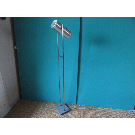 Vintage vloerlamp van geborsteld aluminium door Jo Hammerborg voor Fog and Cod, 1960