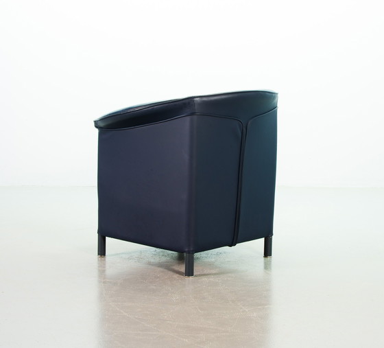 Image 1 of Wittmann Petrol Blue Soft Leather Club Chair Designed, Model Aura by Paolo Piva. Autriche, années 1980.