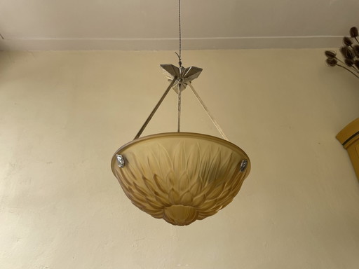 Lampe pendante Lampe à échelle Art Deco 1930s Model Artichoke French