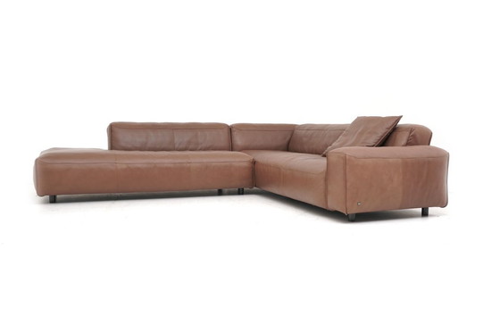 Image 1 of Rolf Benz Mio suite, bank, sofa, hoekbank, leer, bruin