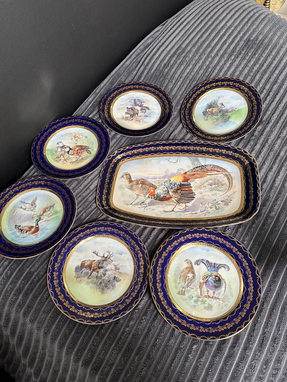 Image 1 of Vajilla de caza Carlsbad antigua pintada a mano