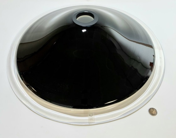 Image 1 of Mouth-blown black clear crystal lampshade in large format. Marked with sticker, made in Italy. Probably Murano, fourd