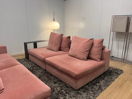 Image 1 of Flexform Groundpiece 4-piece with Bookcase – Pink Velvet