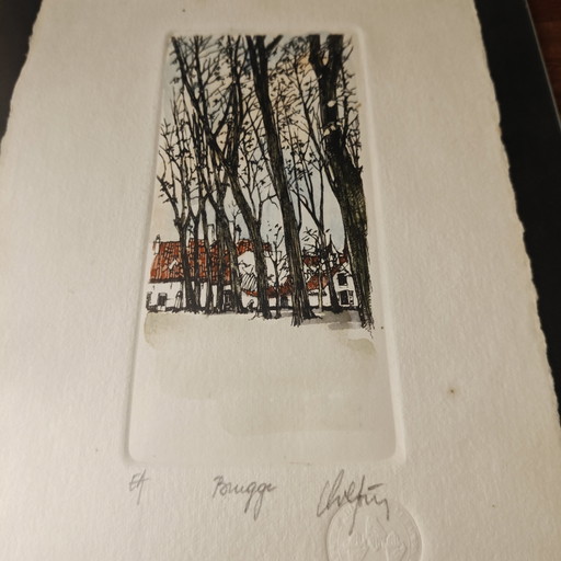André Colpin – Brugge – E/A Artist Proof Ets – Gesigneerd & Blindgestempeld