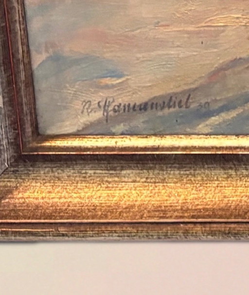 Rudolf Pfannenstiel oil painting 1930 Allgäu Triumvirate