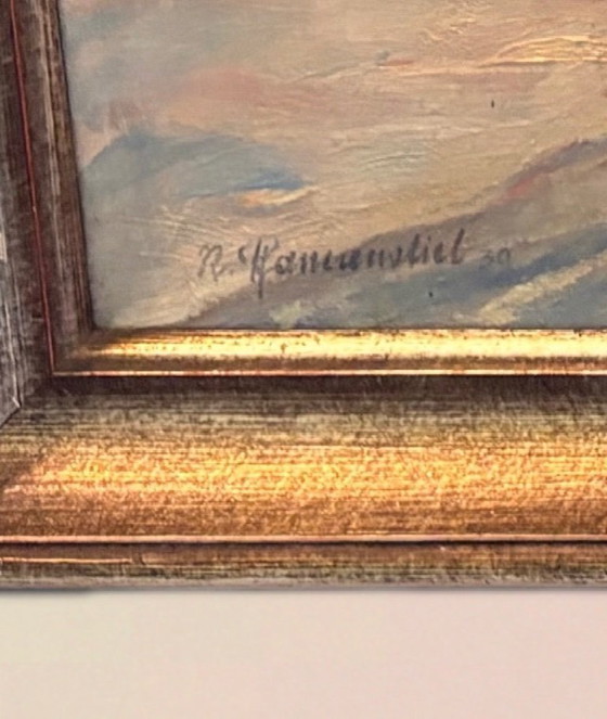 Image 1 of Rudolf Pfannenstiel oil painting 1930 Allgäu Triumvirate