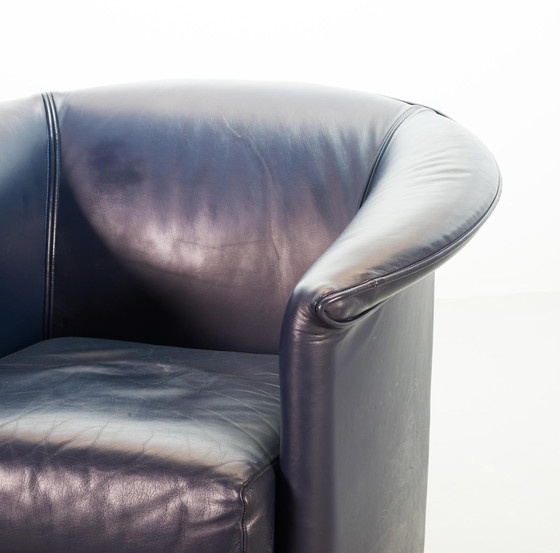 Image 1 of Wittmann Petrol Blue Soft Leather Club Chair Designed, Model Aura by Paolo Piva. Autriche, années 1980.