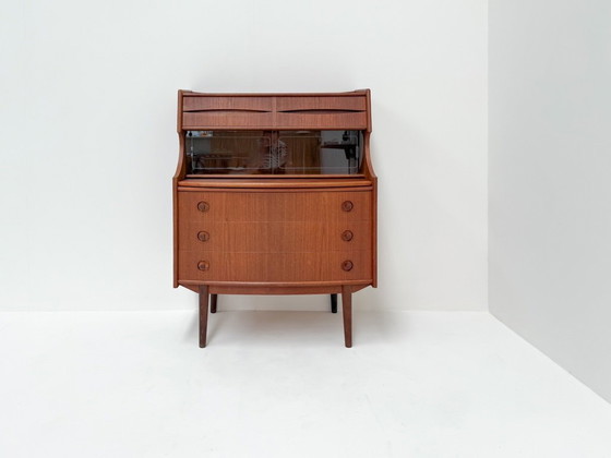 Image 1 of Mid-Century Teak Secretary Desk with Drawers | Gunnar Falsig by Falsig Mobler
