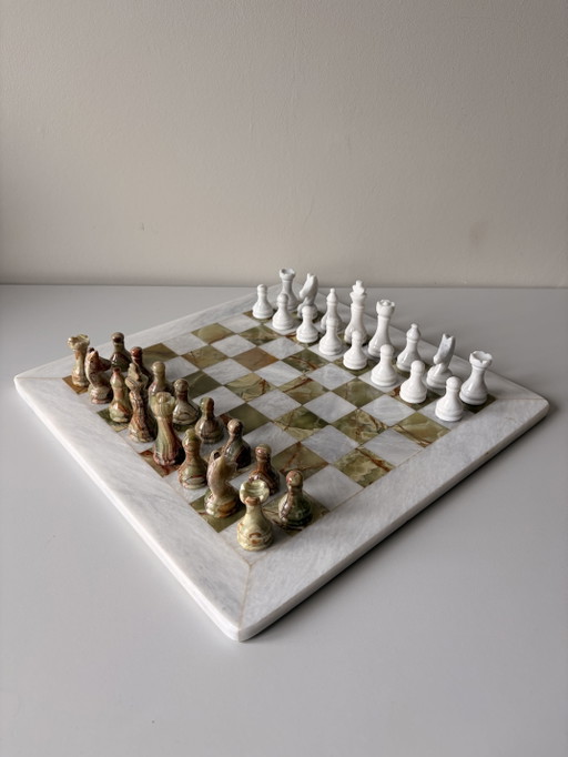 Vintage onyx chess set – decoratieve objecten, Marble
