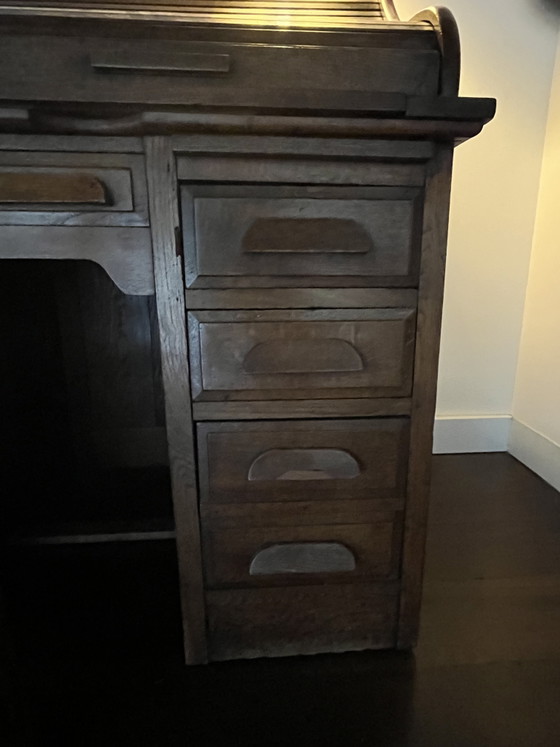 Scrivania originale in legno con serranda avvolgibile degli anni '20. – Scrivanie, Wood (photo 8 of 8)
