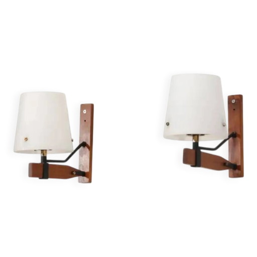 Italian wall lamps by Esperia in teak with glass, 1950s – wandlampen, Brass, Italian Design