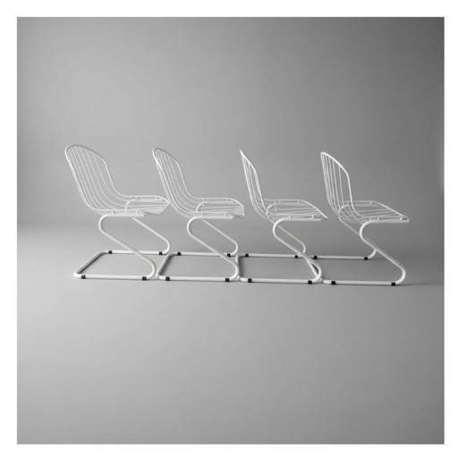 Set di 4 sedie a sbalzo Gastone Rinaldi, Italia anni '70, vernice originale