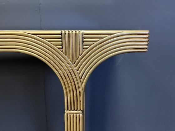 Image 1 of Spiegelende en vergulde houten console van Deknudt België, jaren 70.