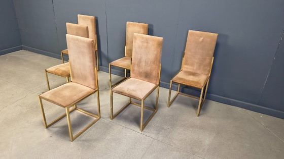 Image 1 of Vintage messing eetkamerstoelen van Belgochrom, set van 6 - jaren 70