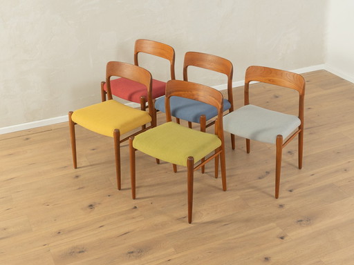 5x Chaises de salle à manger Modèle 75, Niels O. Møller