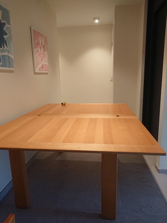 Eetkamerset tafel en 6 stoelen van het merk Ibisco vintage jaren 70 design – Leather, Wood (photo 2 of 5)