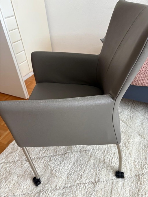 2 sedie in pelle con ruote per sala da pranzo o come sedia da ufficio