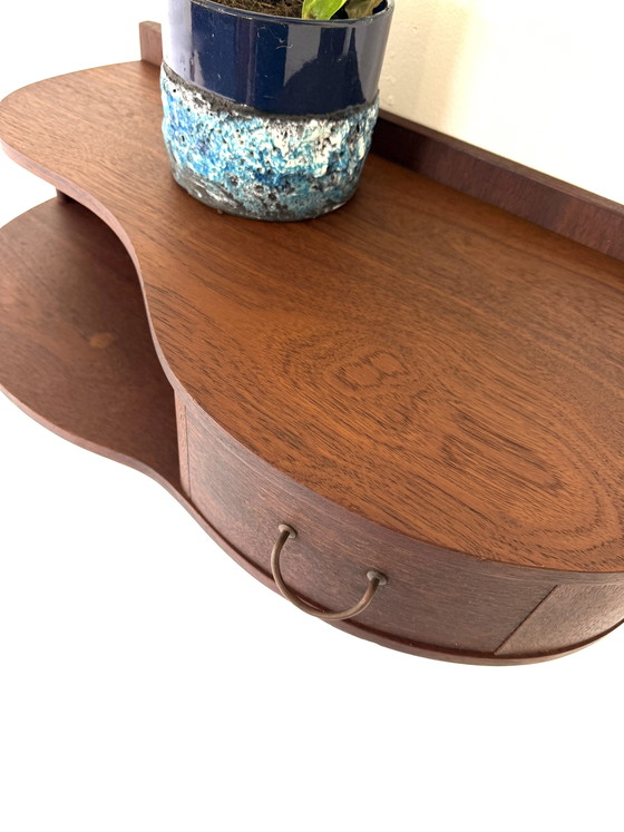 Image 1 of 2x vintage teak floating Danish bedside tables ‘60s