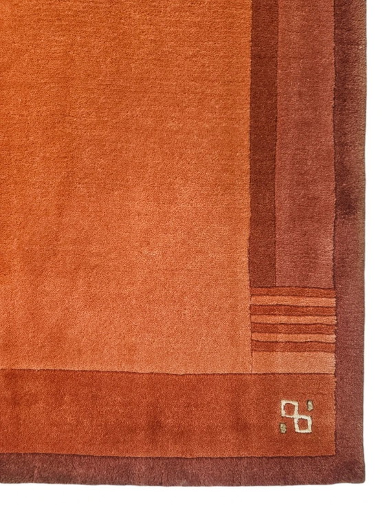 Image 1 of Handgeknüpfter moderner Nepal-Wollteppich, abstraktes Kürbismuster, 170 x 235 cm