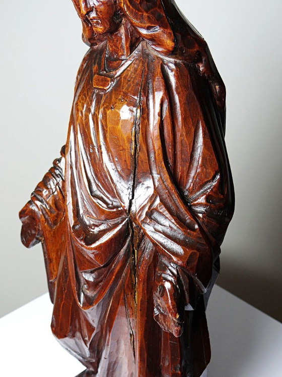 Image 1 of Antique religious sculpture of the Virgin Mary in carved wood, Immaculate Conception