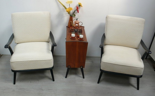50s Lounge Chair Gianni Songia Italy, White + Black Mid - Century