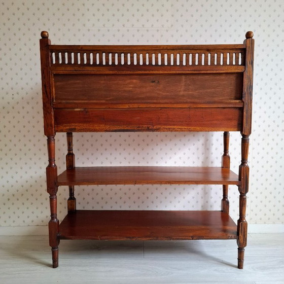 Image 1 of Mahoniehouten Consoletafel met twee lades en twee planken