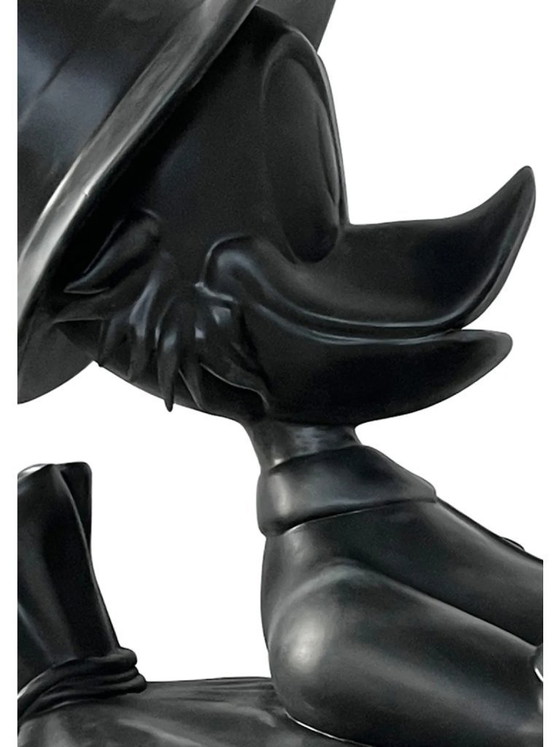 Image 1 of Fiberglass Sculpture - Duck with Money Cartoon Character - Black