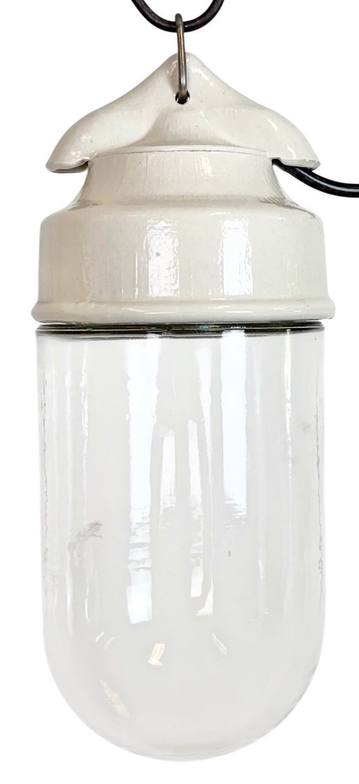 Lámpara colgante vintage de porcelana blanca, años 70