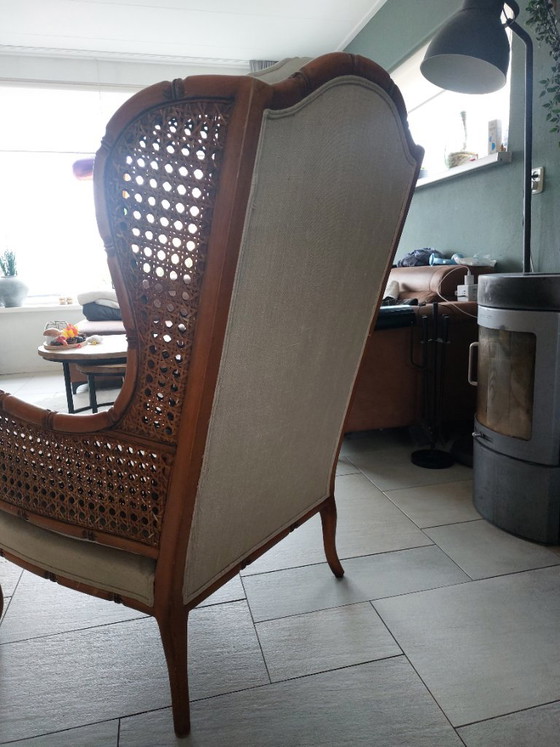Poltrona Vintage Giorgetti Finto Bambù Wingback – Anni '70 – Condizioni Perfette – Poltrone, Rattan, Textile (photo 5 of 7)