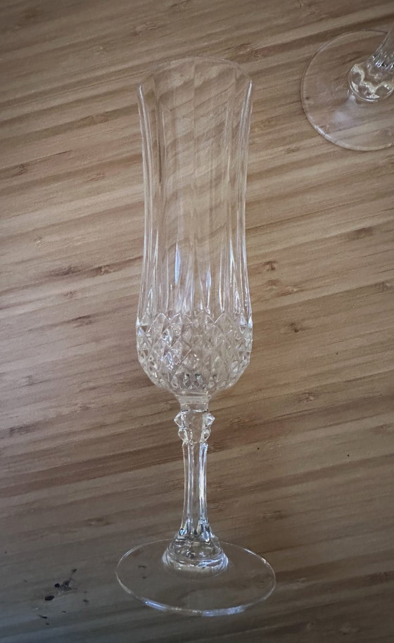 Image 1 of 7 champagnefluiten "Lonchamp" van 11 cl, Cristal d'Arques Vintage
