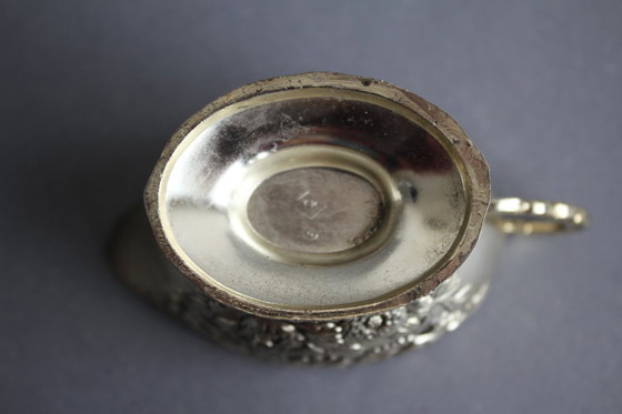 Image 1 of Decorative sugar and cream/milk set with tray, brand TK, silver-plated